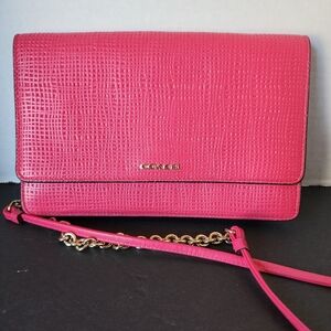 Coach Madison Hot Pink Crosshatch Crossbody Clutch, EUC, 2015